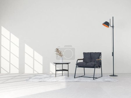 Téléchargez les photos : Design intérieur pour salon avec fauteuil. 3d rendu - en image libre de droit