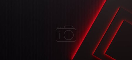 Photo pour Ultra HD lumière au néon rouge fond noir abstrait texture 3d fond d'écran motif noir, rendu 3d. - image libre de droit