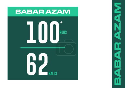 Photo for Babar 100 Runs in 62 Balls Text Design Illustration for social media post - Royalty Free Image
