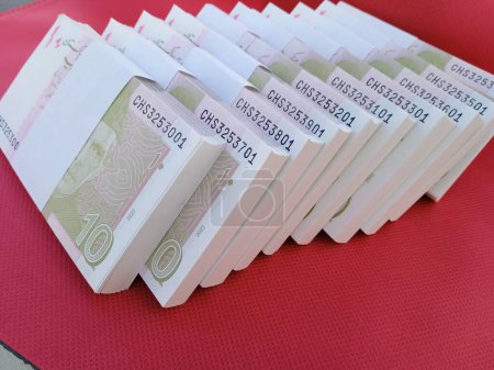 Photo for Bundle of Pakistani Currency. 10 Rupees note Pakistani, Pakistani currency note PKR 10 rupees. Heap of Pakistani currency bundle - Royalty Free Image
