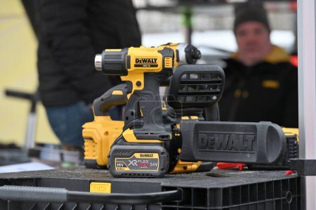 Photo for Kaunas, Lithuania - March 30, 2023: Professional electric DeWalt brand tools for sale in Kaunas, Lithuania - Royalty Free Image