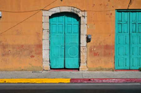 Photo for Colorful colonial style buildings at street of Merida city old town, Mexico - Royalty Free Image