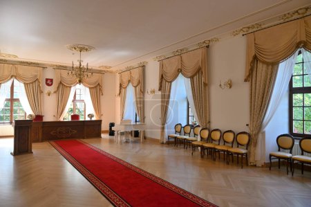 Photo for Raudondvaris, Lithuania - September 08, 2023: interior of Raudondvaris Manor, Gothic-Renaissance gentry residence in Raudondvaris, Lithuania. - Royalty Free Image