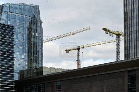 Photo for Vilnius, March 20, 2024: construction of high-rise buildings in Vilnius, Lithuania. Vilnius is the capital of Lithuania and its largest city - Royalty Free Image