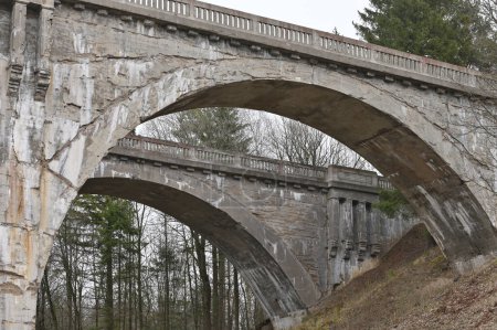 Architectural details of old German railway bridges in Stanczyki, Poland