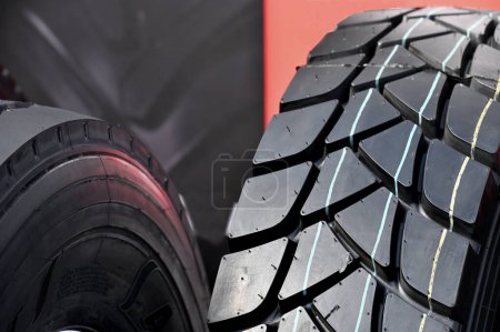 Photo for Big Black Truck tires close up - Royalty Free Image