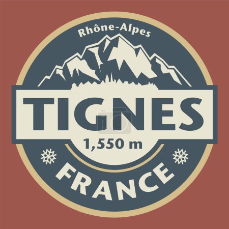 Ilustración de Abstract stamp or emblem with the name of Tignes, France, vector illustration - Imagen libre de derechos