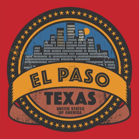 Illustration for Abstract stamp or emblem with the name of El Paso, Texas, vector illustration - Royalty Free Image