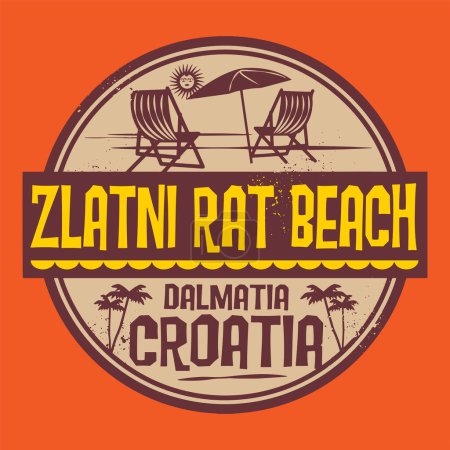 Illustration for Abstract stamp or emblem with the name of Zlatni Rat Beach, Croatia, vector illustration - Royalty Free Image
