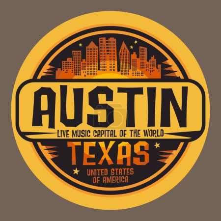 Illustration for Abstract stamp or emblem with Austin, Texas name, vector illustration - Royalty Free Image