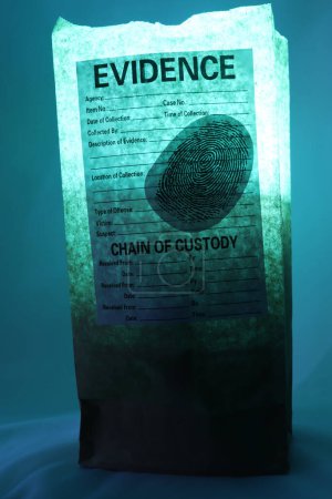Photo for Lighted green crime evidence bag - Royalty Free Image
