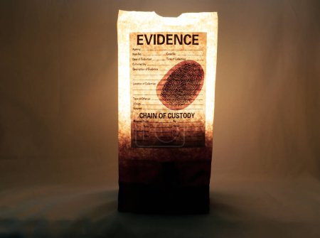 Photo for Lighted from the inside crime scene bag - Royalty Free Image