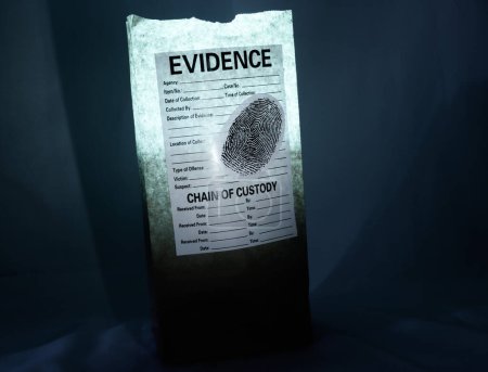 Foto de Colorida bolsa de evidencia sobre fondo blanco lite desde dentro - Imagen libre de derechos