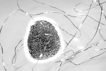 Photo for Black and white fingerprint with lights - Royalty Free Image