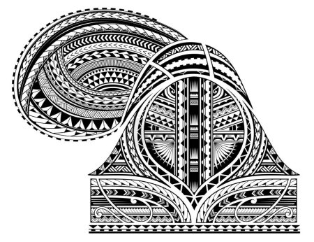 Ilustración de Polynesian ornamental tattoo design. Good for sleeve area and chest - Imagen libre de derechos