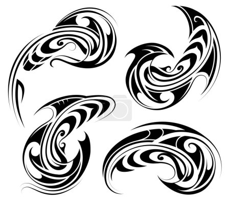 Ilustración de Set of tribal art tattoo. Good for stickers and stencils - Imagen libre de derechos