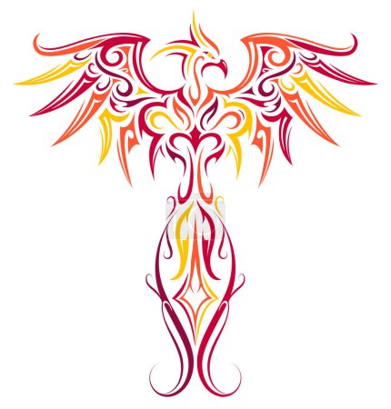 Ilustración de Elegant phoenix design. Good for tattoo and stickers - Imagen libre de derechos