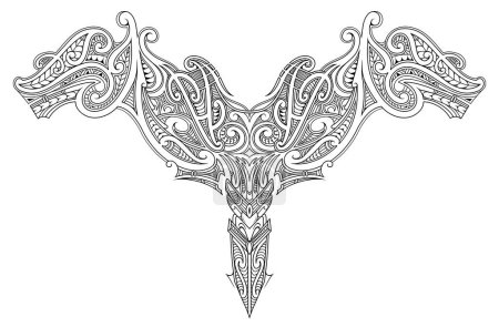 Illustration for Maori ethnic style tattoo design. Good for ink and stickers - Royalty Free Image