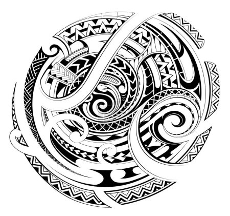 Illustration for Tribal art tattoo design in Polynesian ethnic style - Royalty Free Image