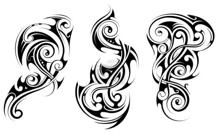 Illustration for Ethnic style tattoo elements. Good for ink print and stickers - Royalty Free Image