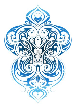 Illustration for Tribal art tattoo with liquid water elements - Royalty Free Image