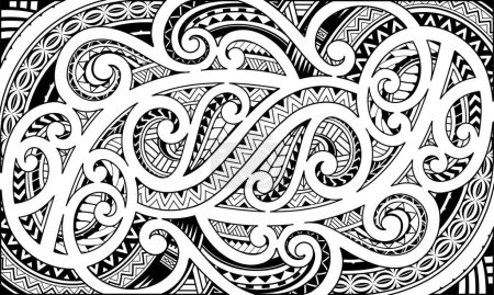 Téléchargez les illustrations : Design de tatouage d'art tribal dans un style ethnique polynésien - en licence libre de droit