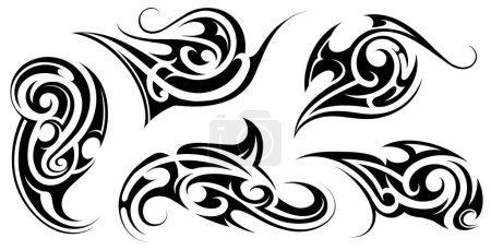 Illustration for Tribal art tattoo set. Good for ink or print purposes - Royalty Free Image