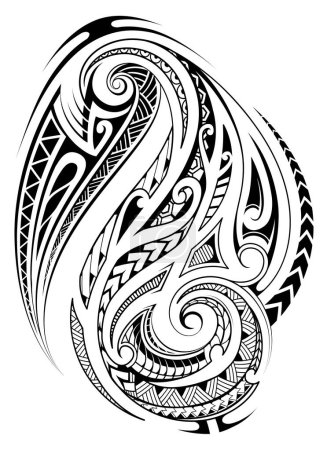 Téléchargez les illustrations : Design élégant de tatouage dans le style ethnique polynésien - en licence libre de droit