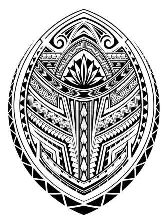 Téléchargez les illustrations : Tatouage de style ethnique polynésien isolé sur blanc. Bon pour l'encre et les impressions - en licence libre de droit