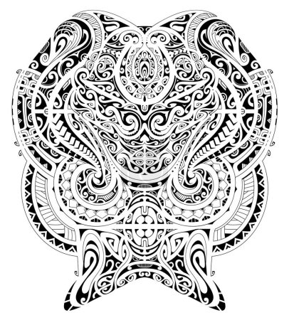 Illustration for Decorative half sleeve tattoo in Polynesian style. Good for ink and prints - Royalty Free Image