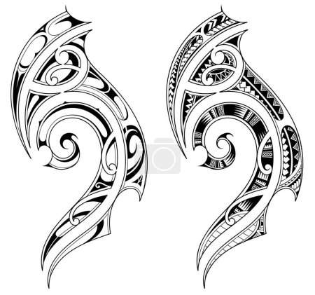 Ilustración de Diseño de tatuaje de estilo polinesio. Bueno para tinta y estampados - Imagen libre de derechos