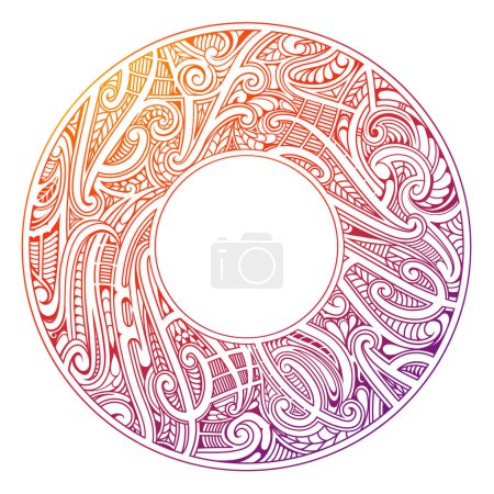 Illustration for Polynesian style circle ornament design. Good for print and stickers - Royalty Free Image