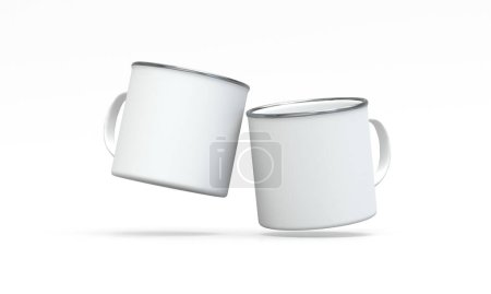 Foto de Dos tazas flotantes 3d renderizado - Imagen libre de derechos