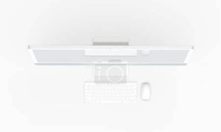 Foto de Vista superior de escritorio blanco 3d renderizado - Imagen libre de derechos