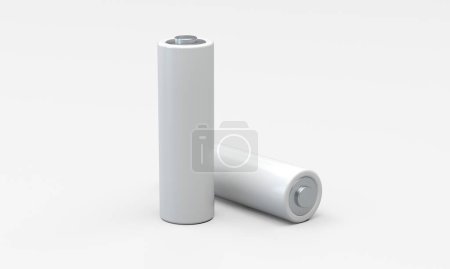 Foto de Dos baterías aisladas vista 3D renderizado - Imagen libre de derechos
