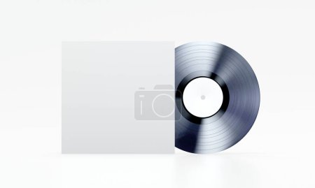Photo for 3D Rendering Vinyl Record with Cover Frontal View Mockup - Royalty Free Image