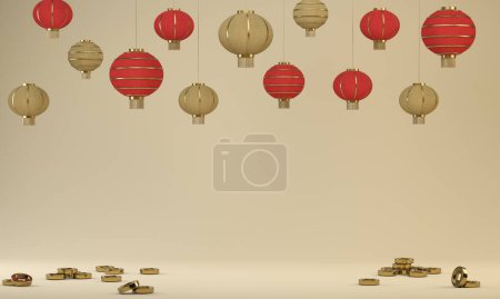 Téléchargez les photos : Chinese Background. Chinese New Year Elements. 3d Rendering - en image libre de droit
