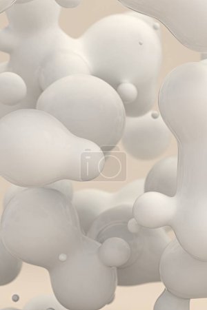 Foto de Esferas líquidas abstractas Representación 3D flotante - Imagen libre de derechos