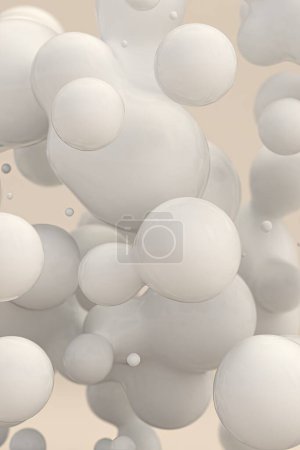 Photo for Abstract Liquid Spheres Floating 3D rendering - Royalty Free Image