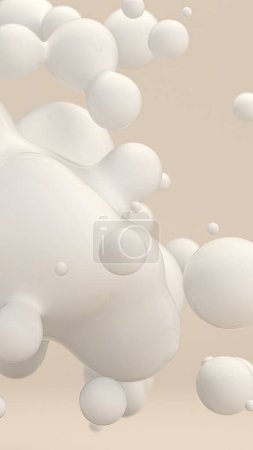 Foto de Esferas líquidas abstractas Representación 3D flotante - Imagen libre de derechos