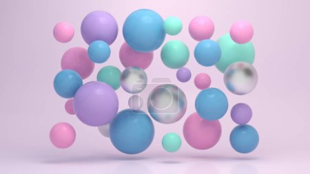 Téléchargez les photos : Balles colorées douces flottantes rendu 3D - en image libre de droit