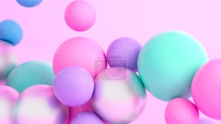 Photo for 3D rendering soft colorful shapes floating background - Royalty Free Image