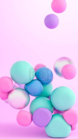3D rendering soft colorful shapes floating background