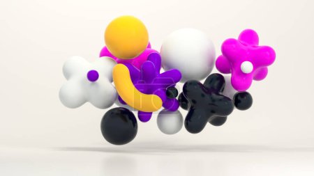 Téléchargez les photos : 3D rendant doux formes colorées fond flottant - en image libre de droit