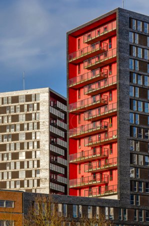 Photo for Utrecht, The Netherlands, March 24, 2023: modern brick residential buildings at the Uithof university campus - Royalty Free Image