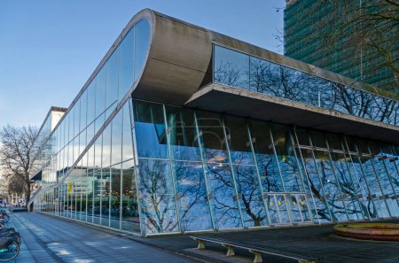 Photo for Utrecht, The Netherlands, March 24, 2023: north facade with reflective glass of the educatorium building at the Uithof university campus - Royalty Free Image