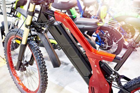 Electric bike with battery under the frame in the store