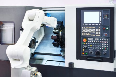 Universal industrial robotic arm and cnc lathe machine