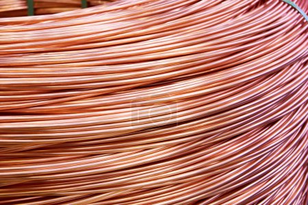 Large coil of metal copper wire