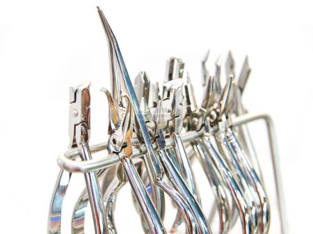 Instruments for dentistry. Forceps, pliers and nippers  isolated white background